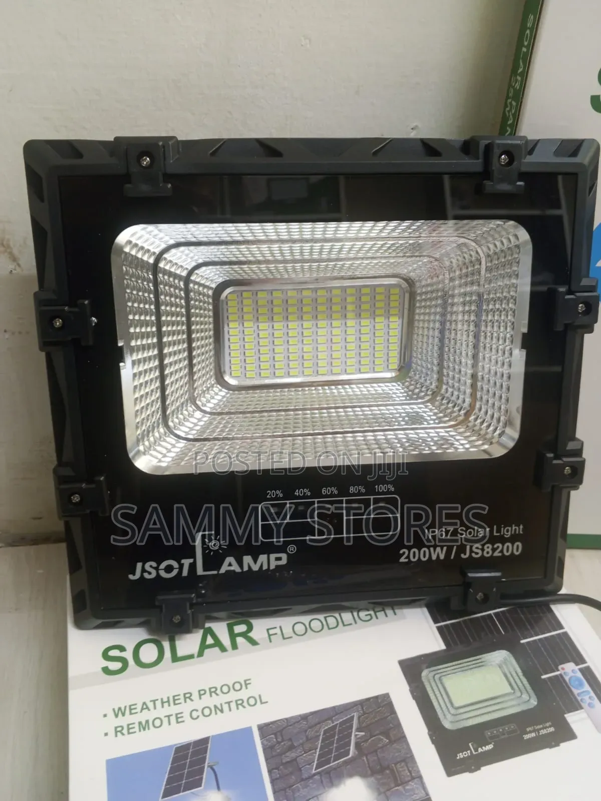 JSOT 200W Waterproof Solar Floodlight – Wide Area Outdoor Illumination