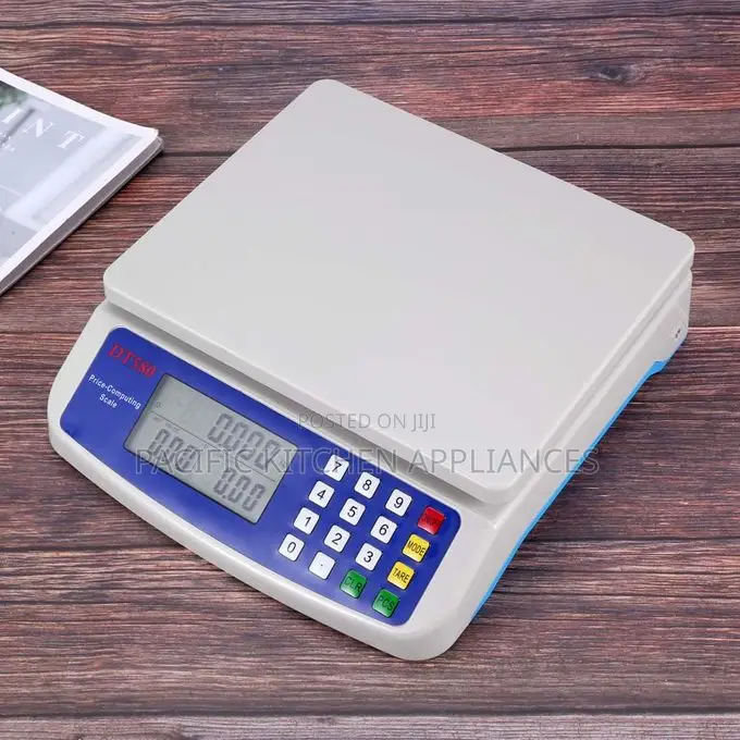 Digital Kitchen Scale - 30kg Capacity, White Plastic, LCD Display,