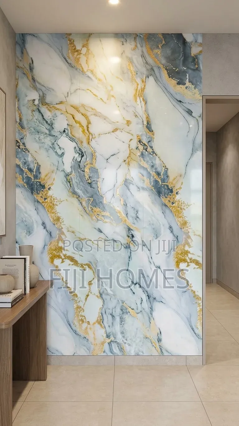 Marble Sheet Premium Wall Decor | 3x1m | Black, White & Gold