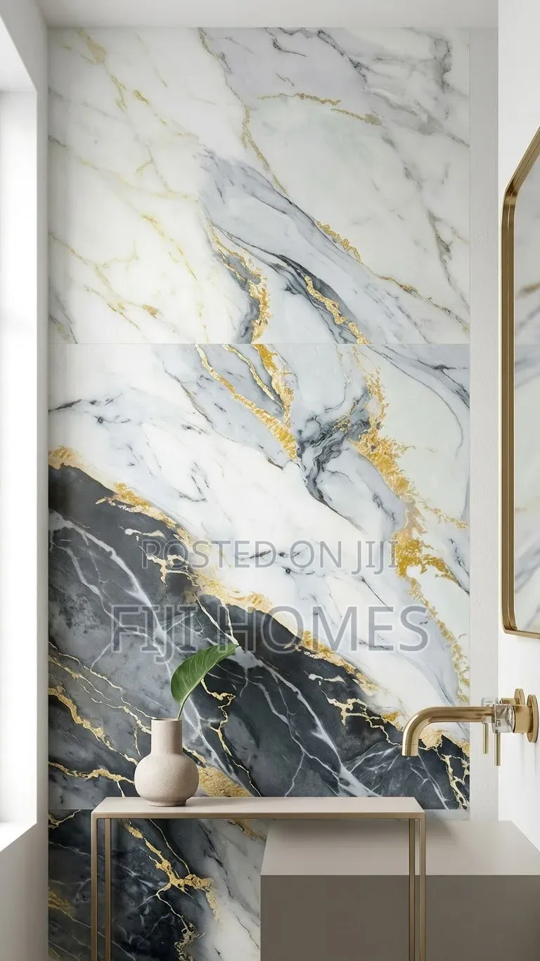 Marble Sheet Premium Wall Decor | 3x1m | Black, White & Gold