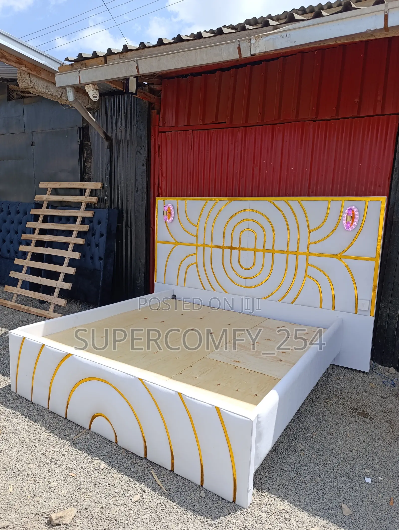 A Fancy Extended Headboard King Size Bed