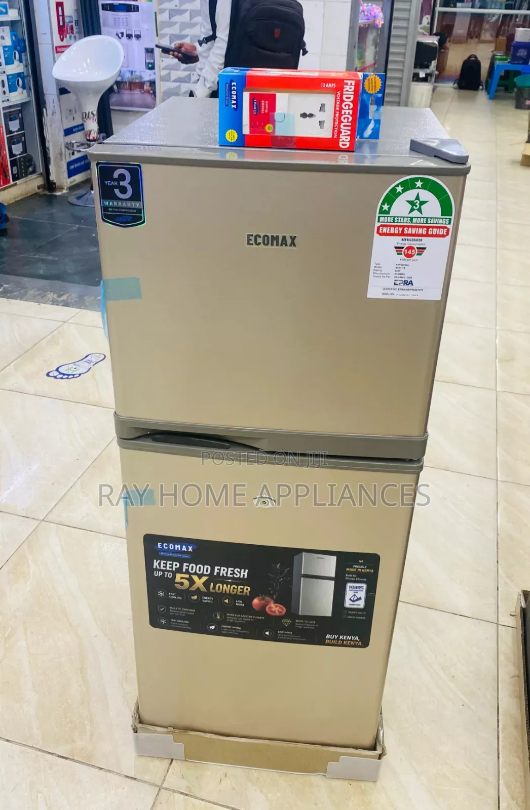 Ecomax 118L Double Door Fridge BD-118 With Free Fridge Guard