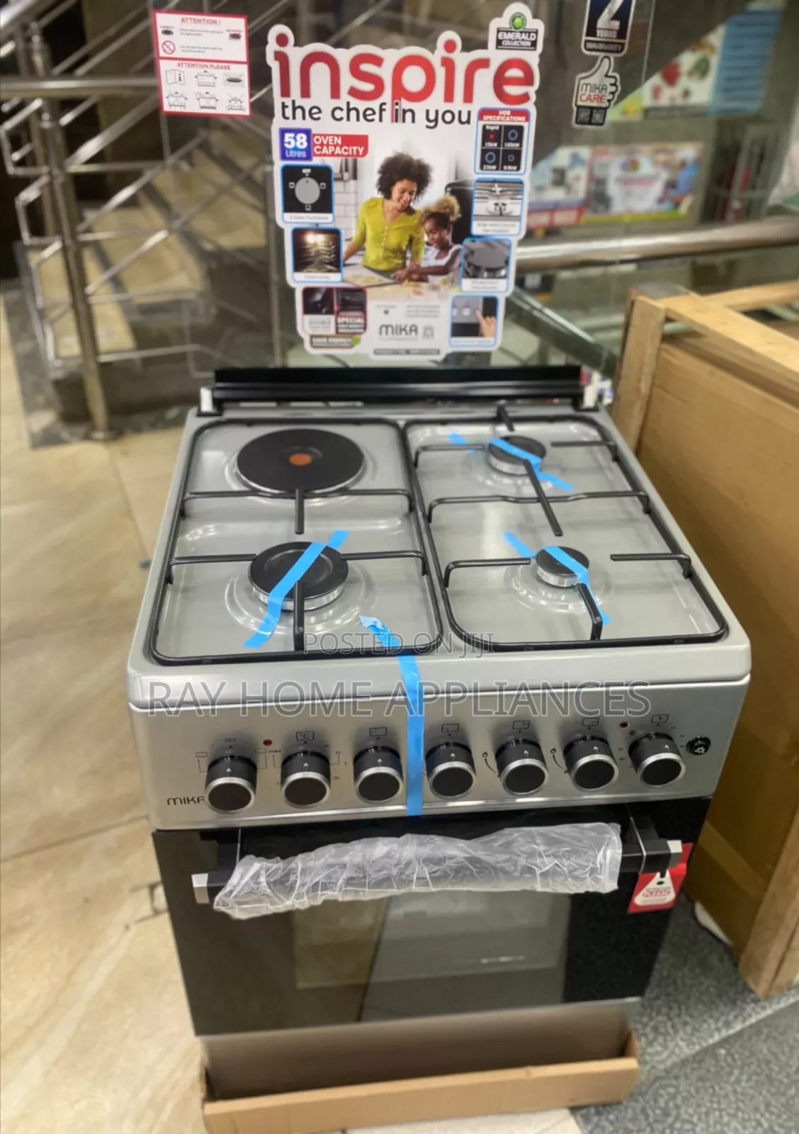 Mika Standing Cooker 58*58 3+1 Rapidplate Electricoven MST58U31E3SBEM