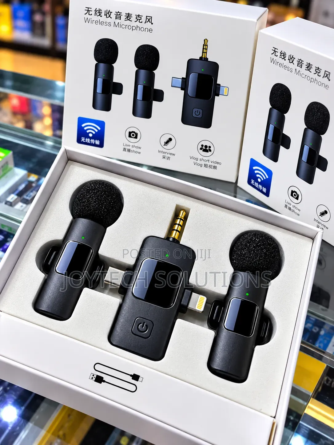 Wireless Clip-on Microphone 2 Mic Set for Vlogging Teaching & Podcast