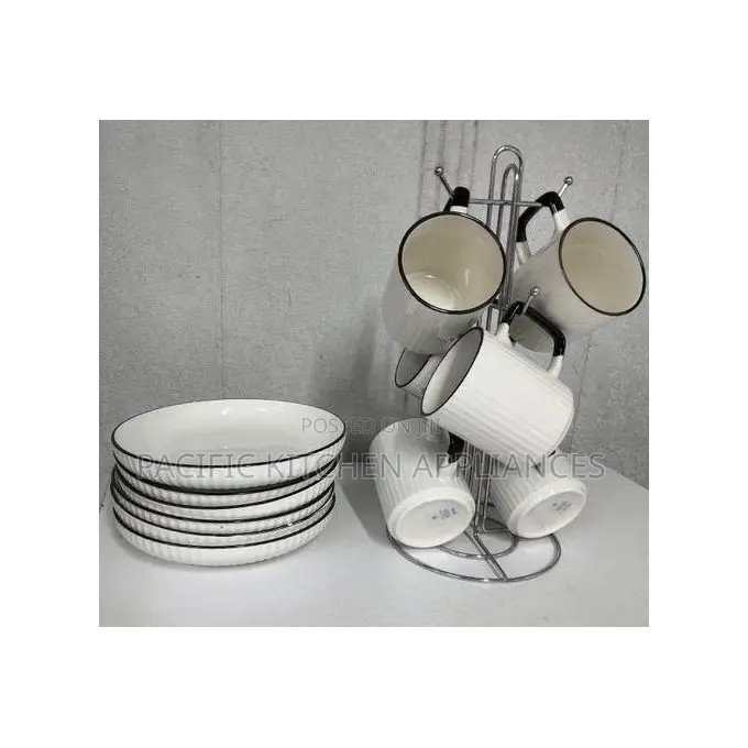 12 PCS Japanese Ceramic Tea Set – 6 Cups & 6 Side Plates