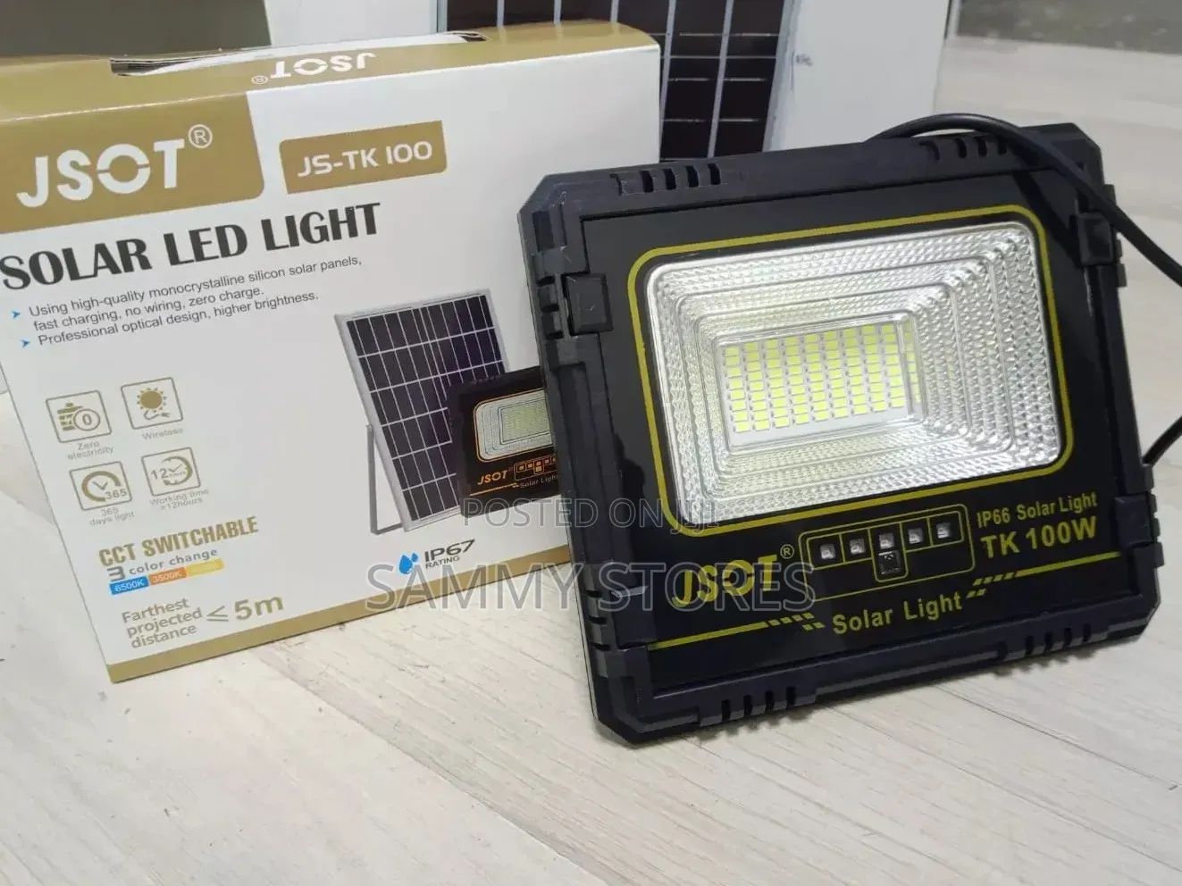 JSOT 100W Solar Street Security Light With LED Panel