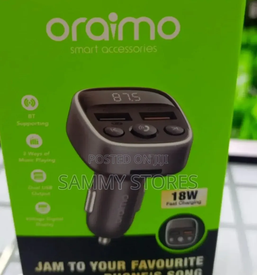 Oraimo 18W Fast Charging Bluetooth FM Transmitter Car Charger