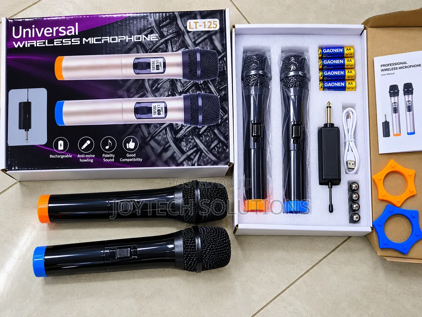 Wireless UHF Microphone System With Two Mics Receiver for PA Functions