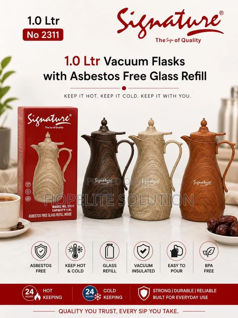 Signature Wooden Like Vacuum Flask