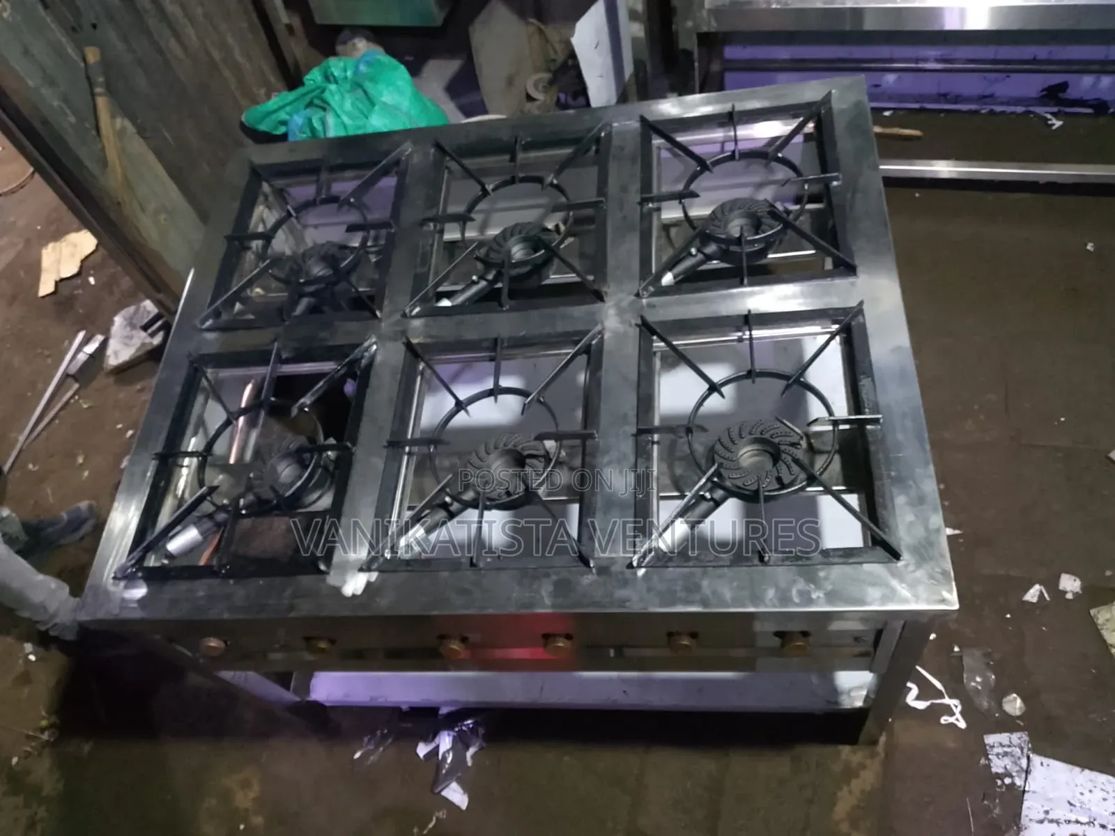 Kitchen Power Gas Cooker. Stainless Premium 6 Burner Stove