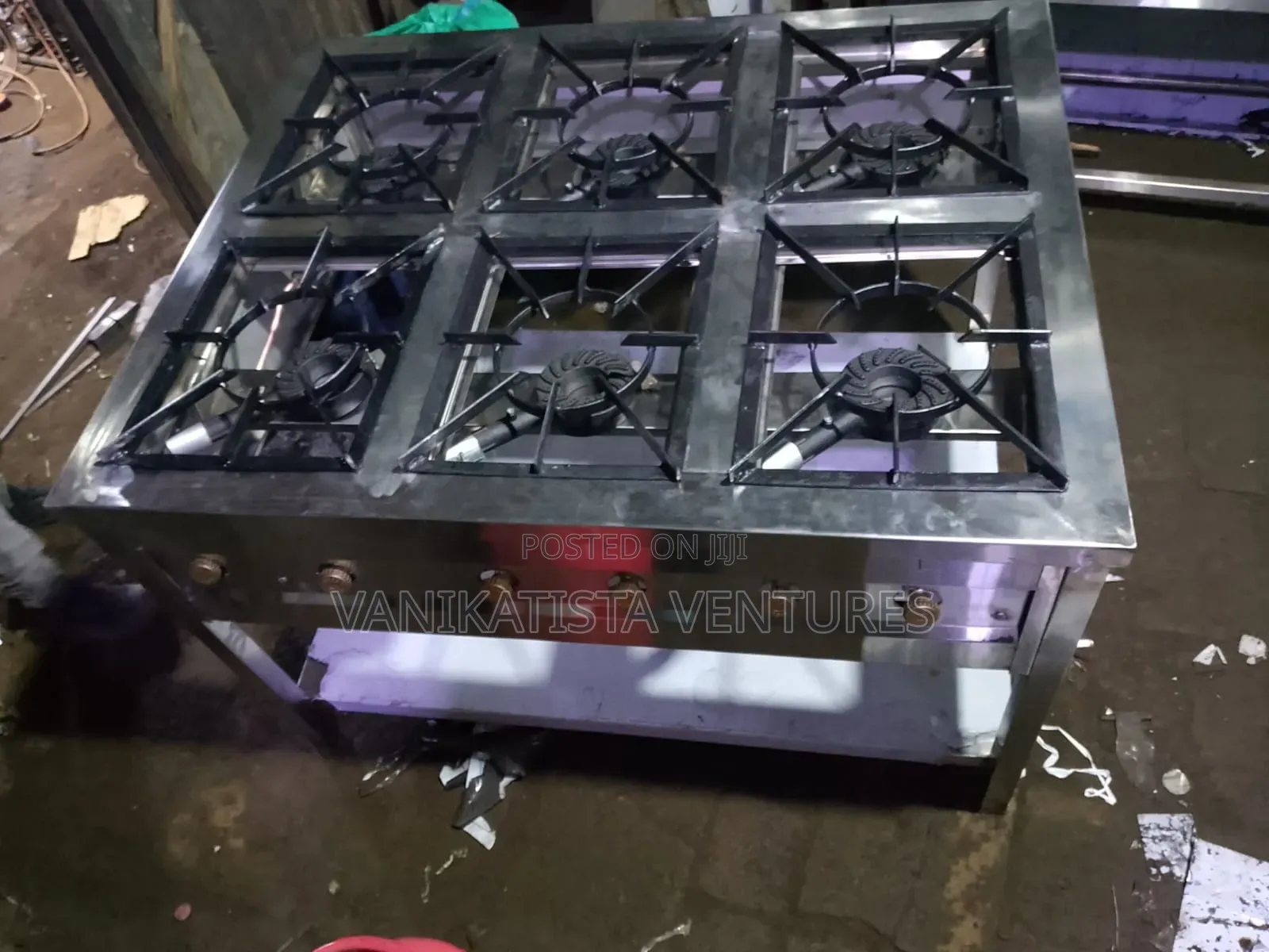 Kitchen Power Gas Cooker. Stainless Premium 6 Burner Stove