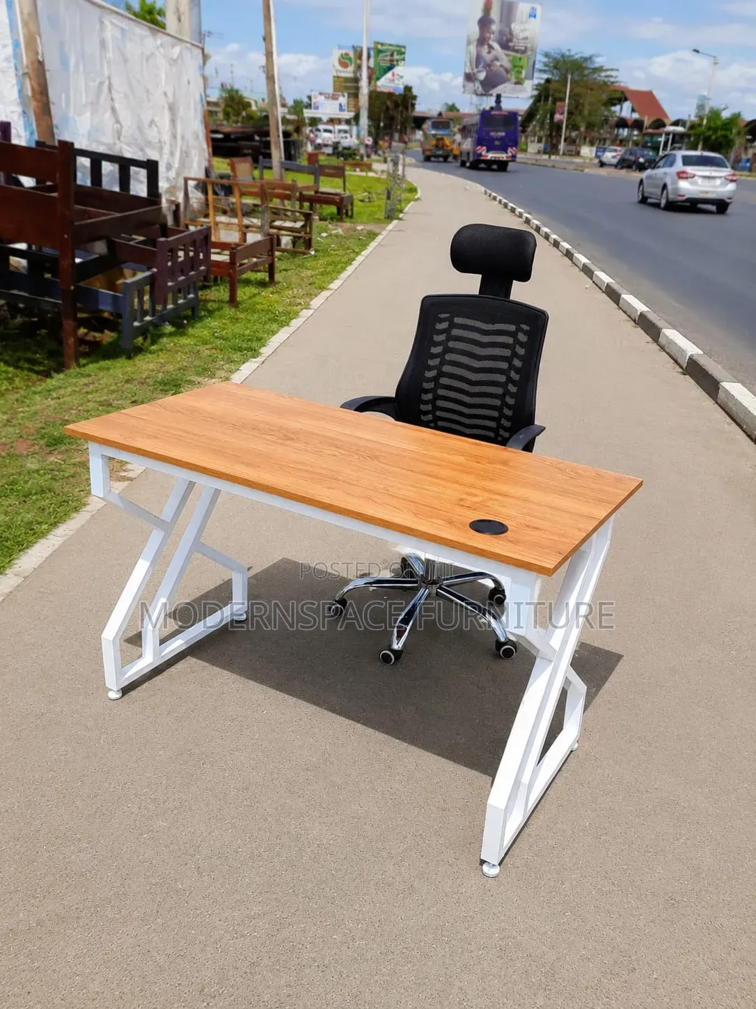 Study Desk and Headrest Office Chair