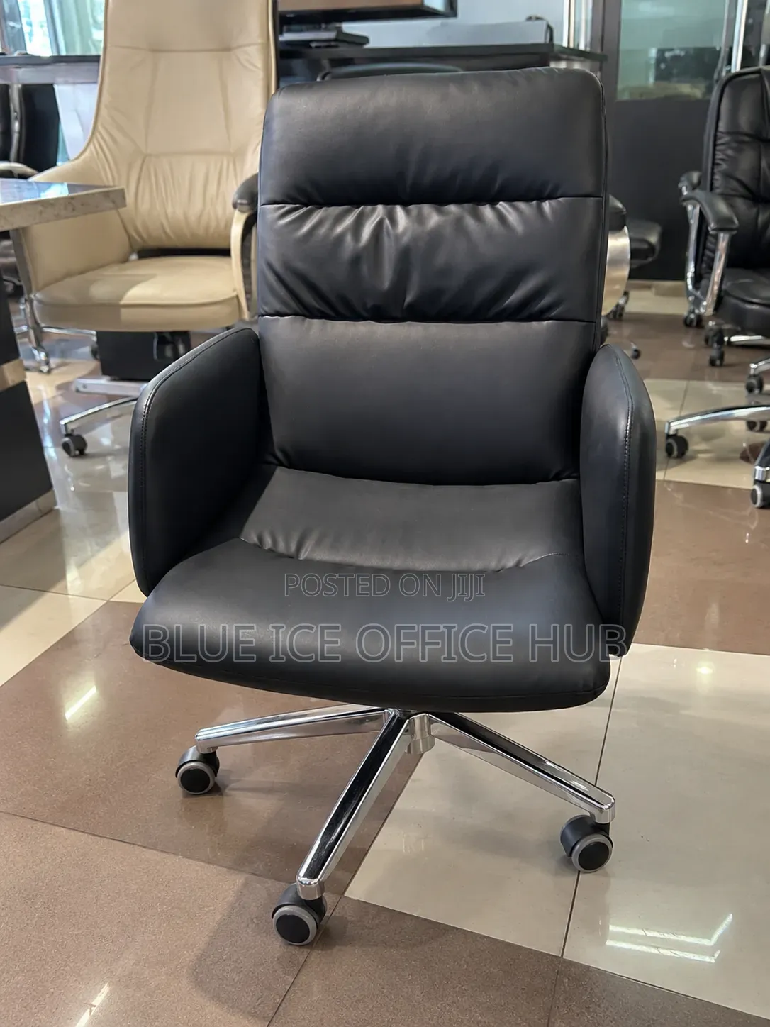 Executive Office Chair – Black Leather High Back Chair