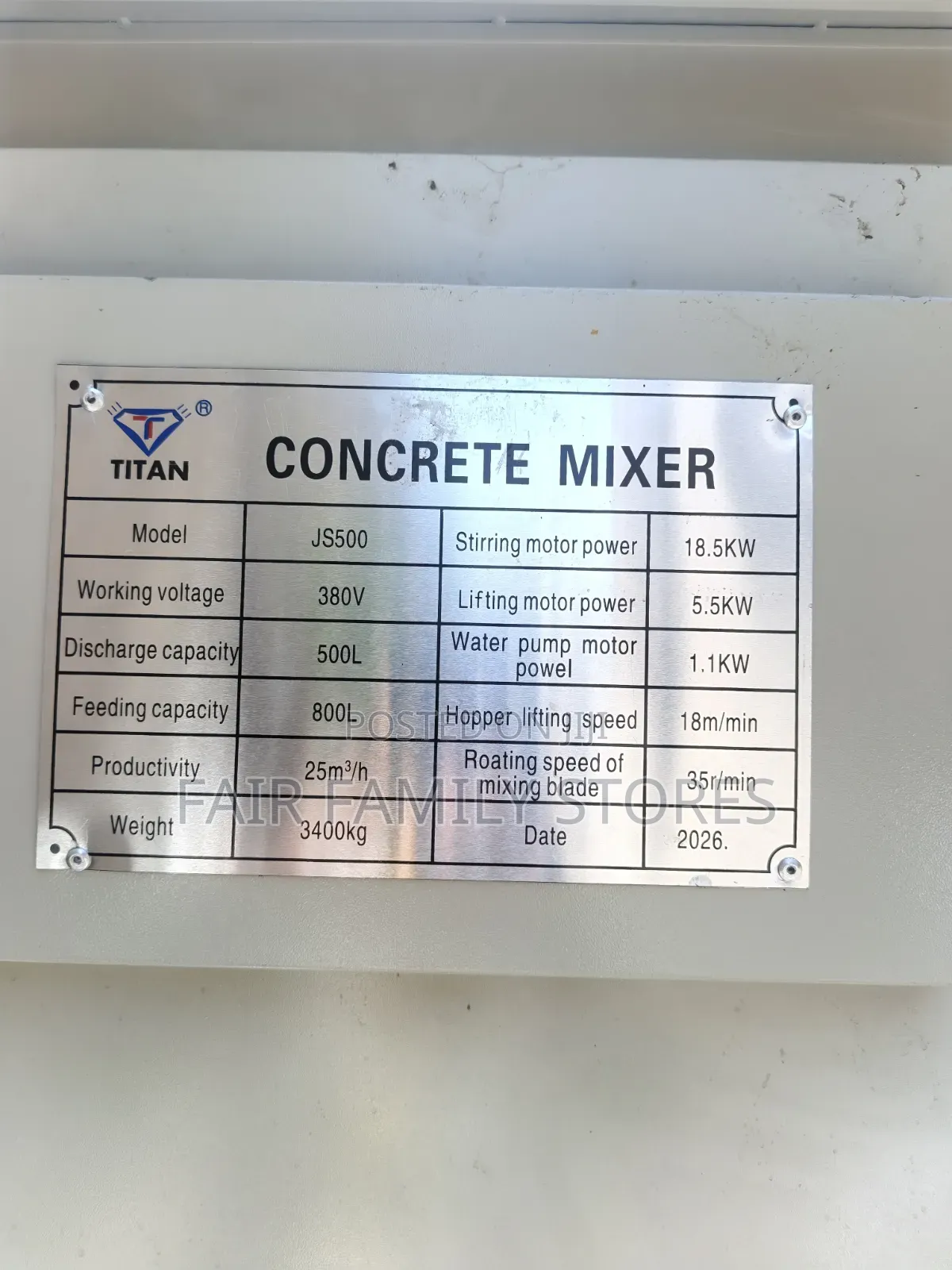 JS500 Twin Shaft Concrete Mixer