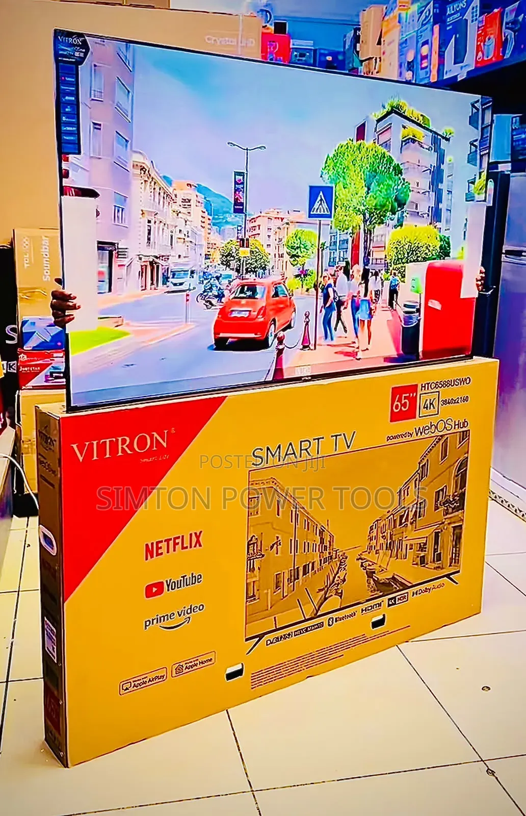 Vitron 65-Inch 4K UHD Frameless Smart TV (Model: HTC6588USWO).