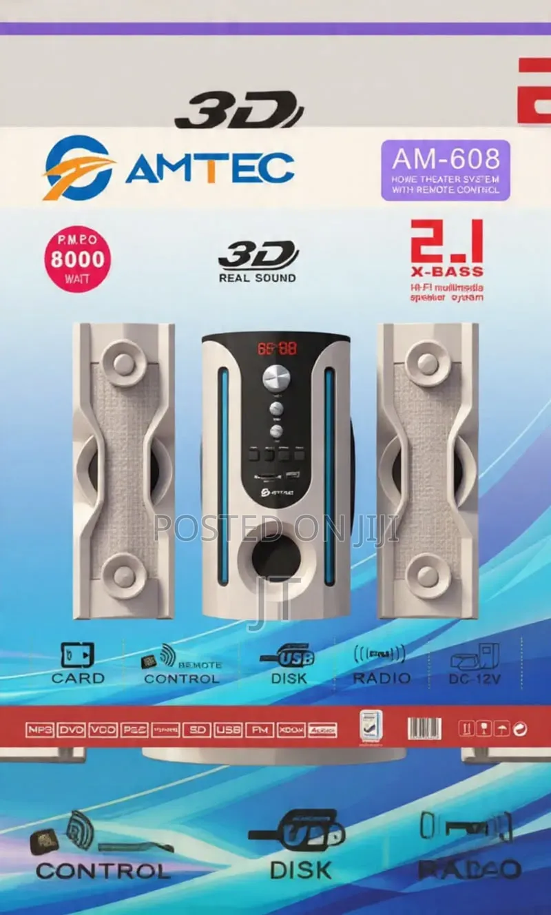 Amtec AM-608 2.1-Channel Multimedia Speaker and Home Theater System
