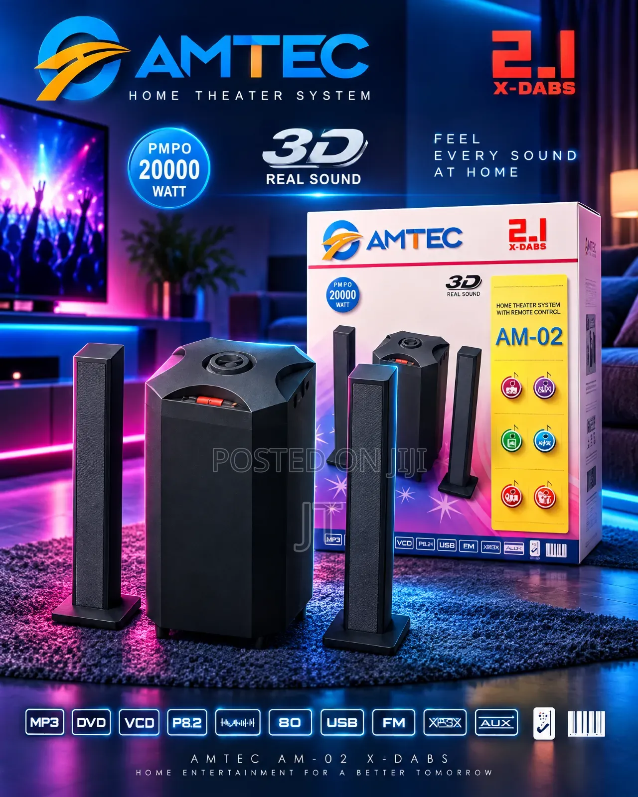 Amtec AM-02 2.1-Channel Multimedia Speaker and Home Theater System