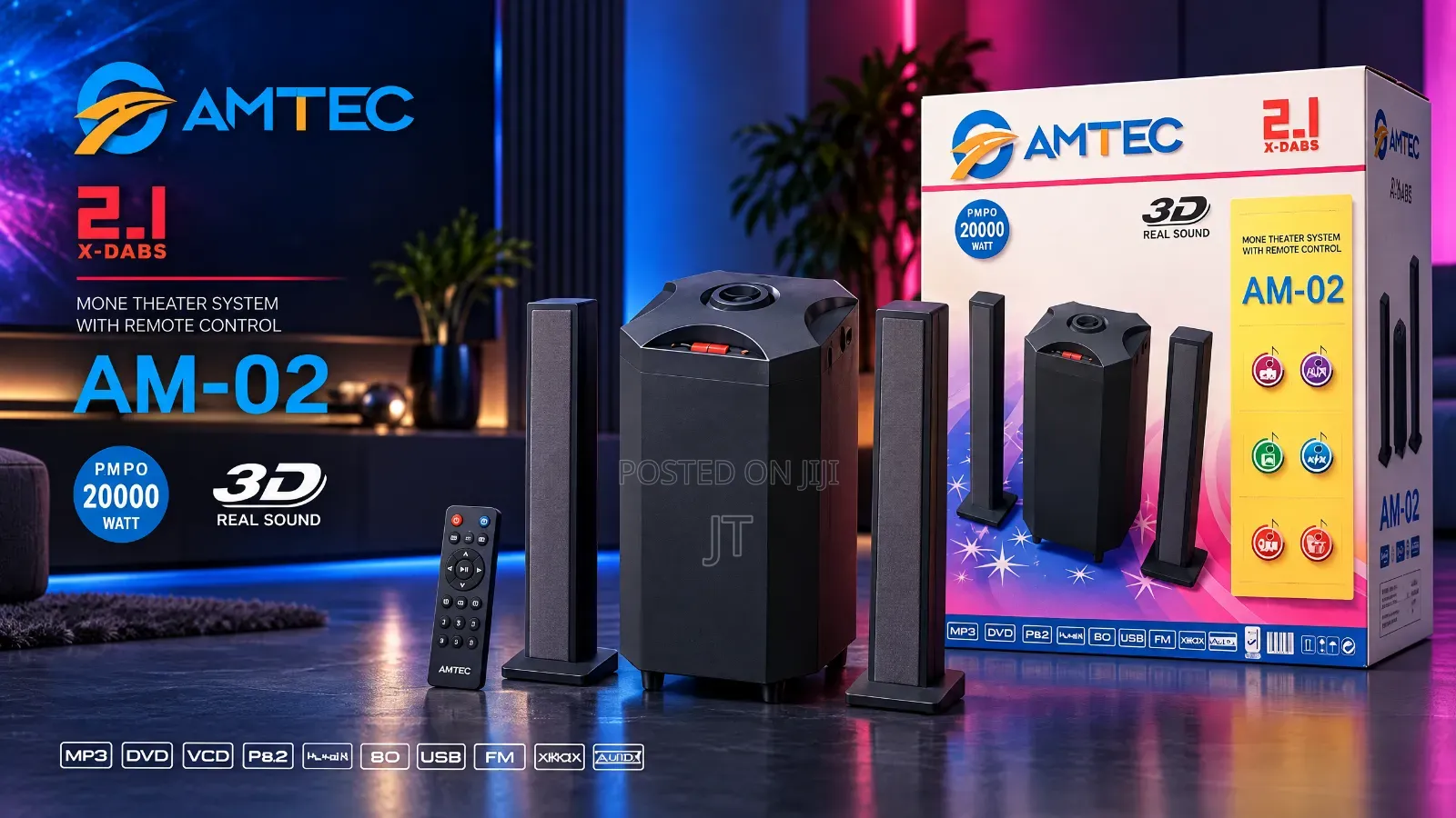 Amtec AM-02 2.1-Channel Multimedia Speaker and Home Theater System