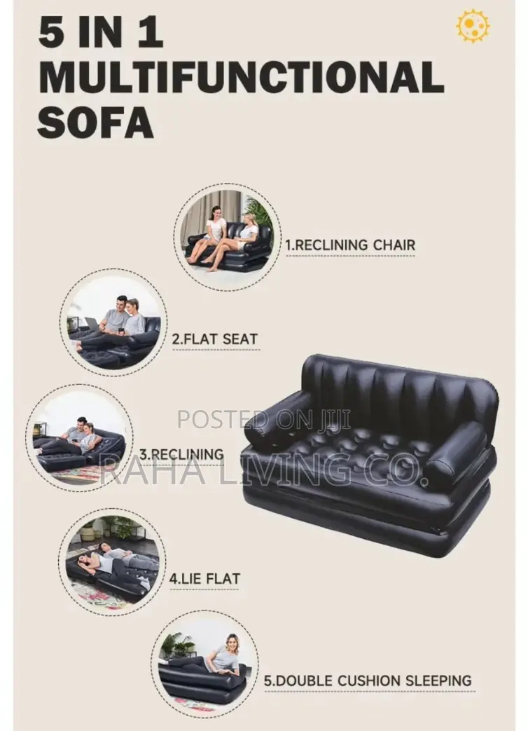 Bestway 5-in-1 Inflatable Pullout Sofa Bed | 2 Seater | Free Pump