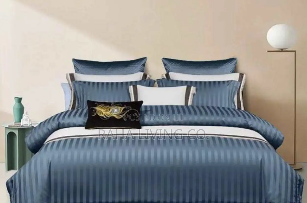 Luxury Cotton Striped Duvet Cover Set | 6x6 6x7 7x8 | 4 Colours