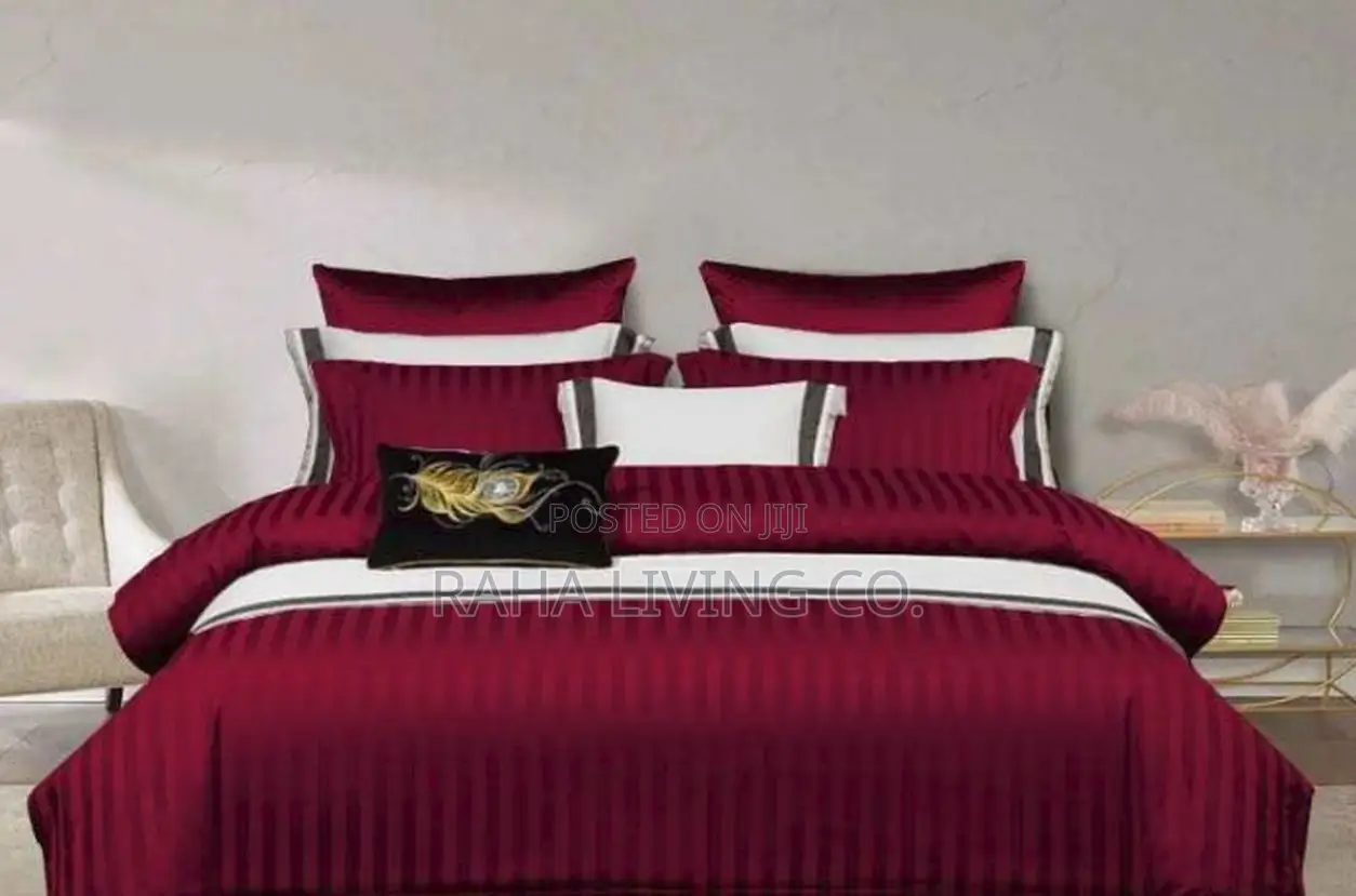 Luxury Cotton Striped Duvet Cover Set | 6x6 6x7 7x8 | 4 Colours
