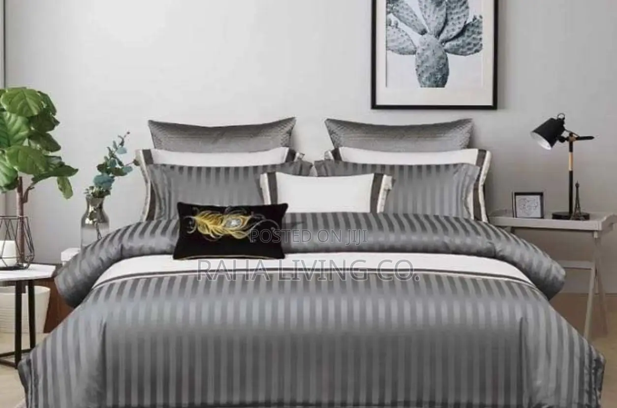Luxury Cotton Striped Duvet Cover Set | 6x6 6x7 7x8 | 4 Colours