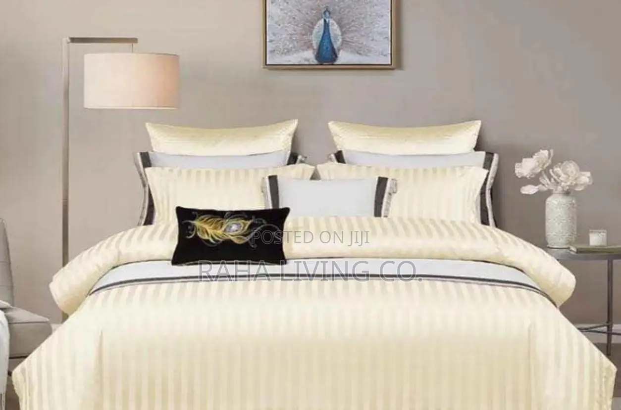 Luxury Cotton Striped Duvet Cover Set | 6x6 6x7 7x8 | 4 Colours