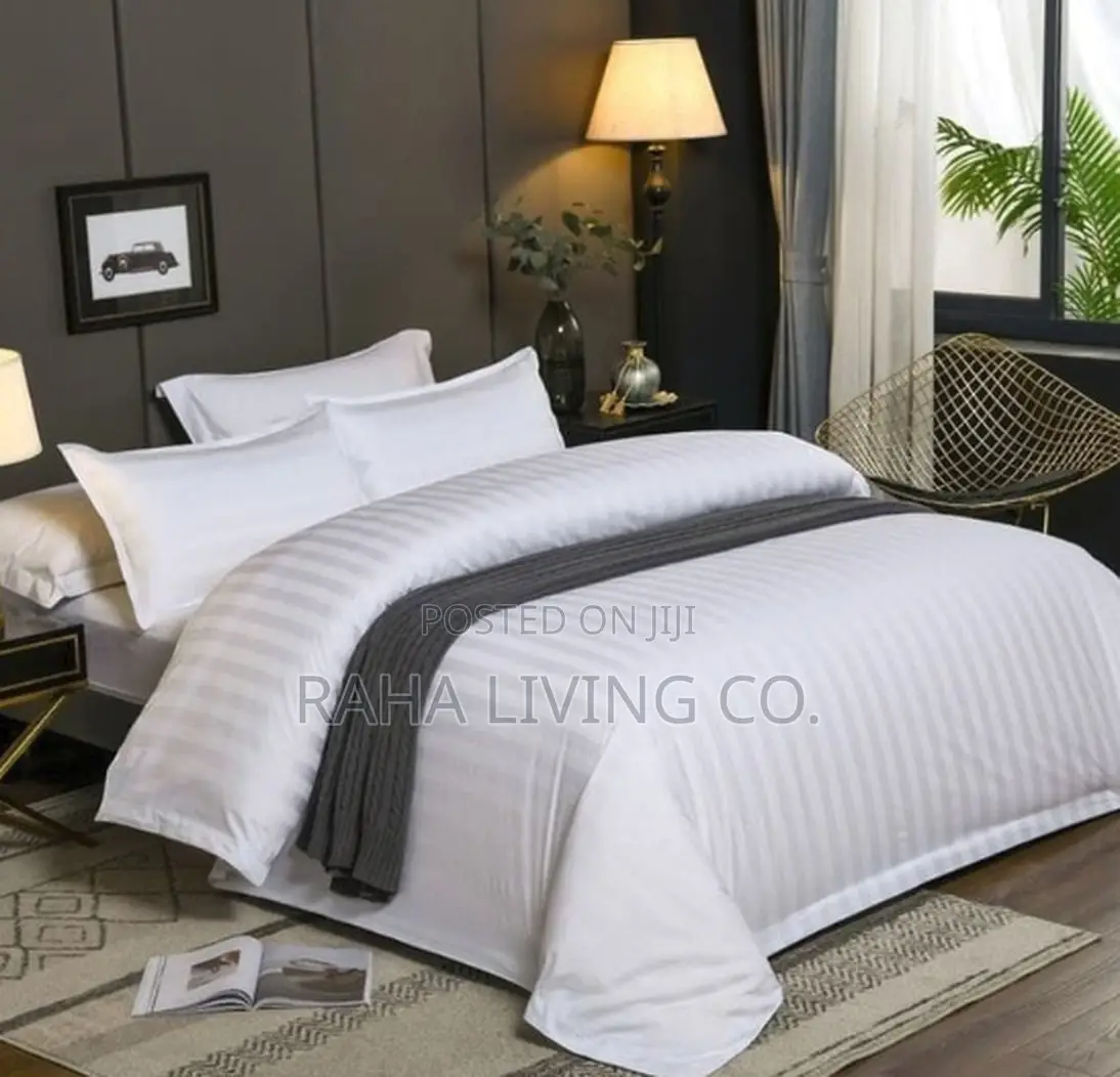 Hotel Quality Plain Striped Duvet Set | 6x6 6x7 | 6pc Cotton