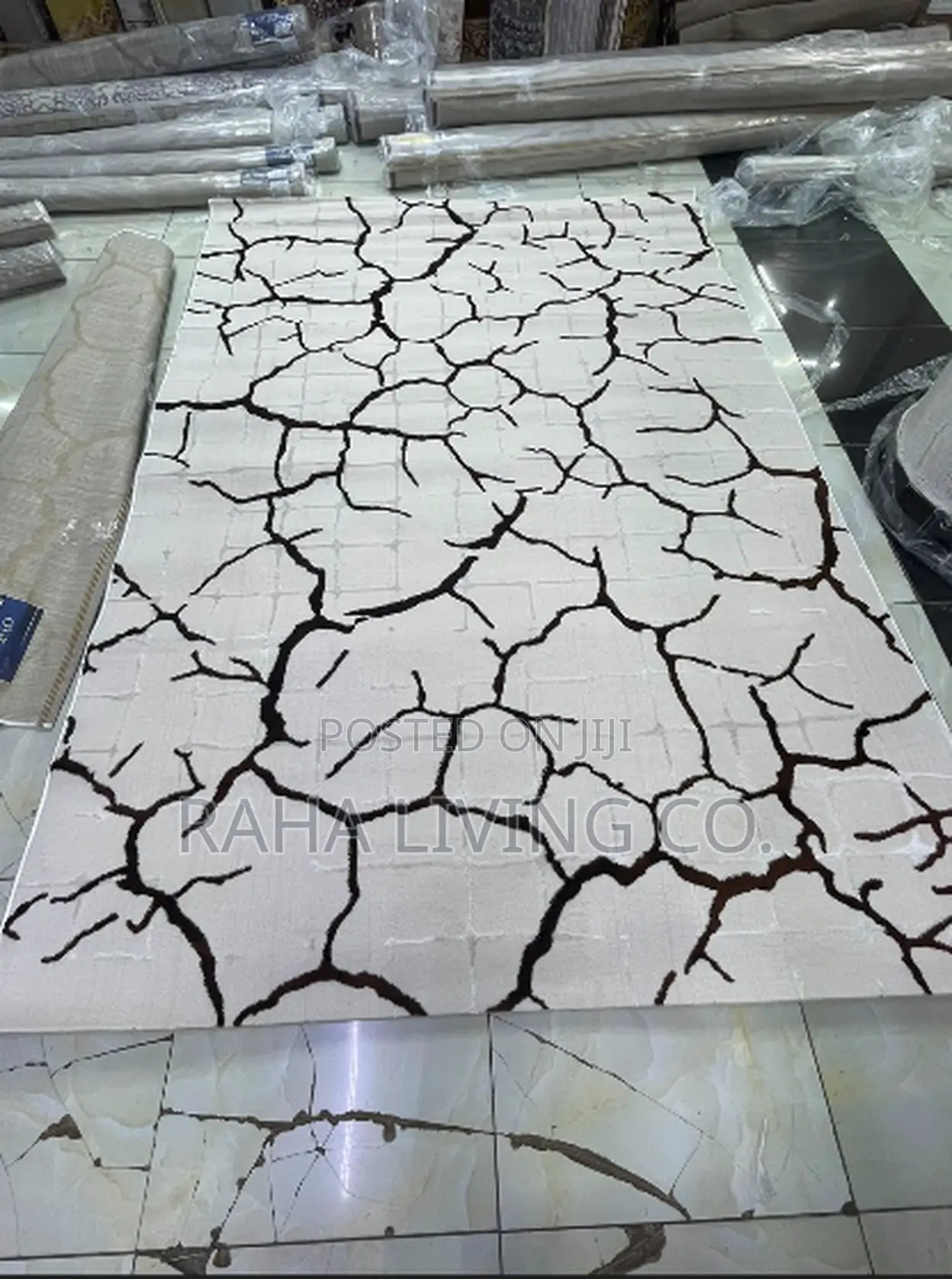 Pure Turkish Crackle Carpet | 8x11 | Gold Marble Design