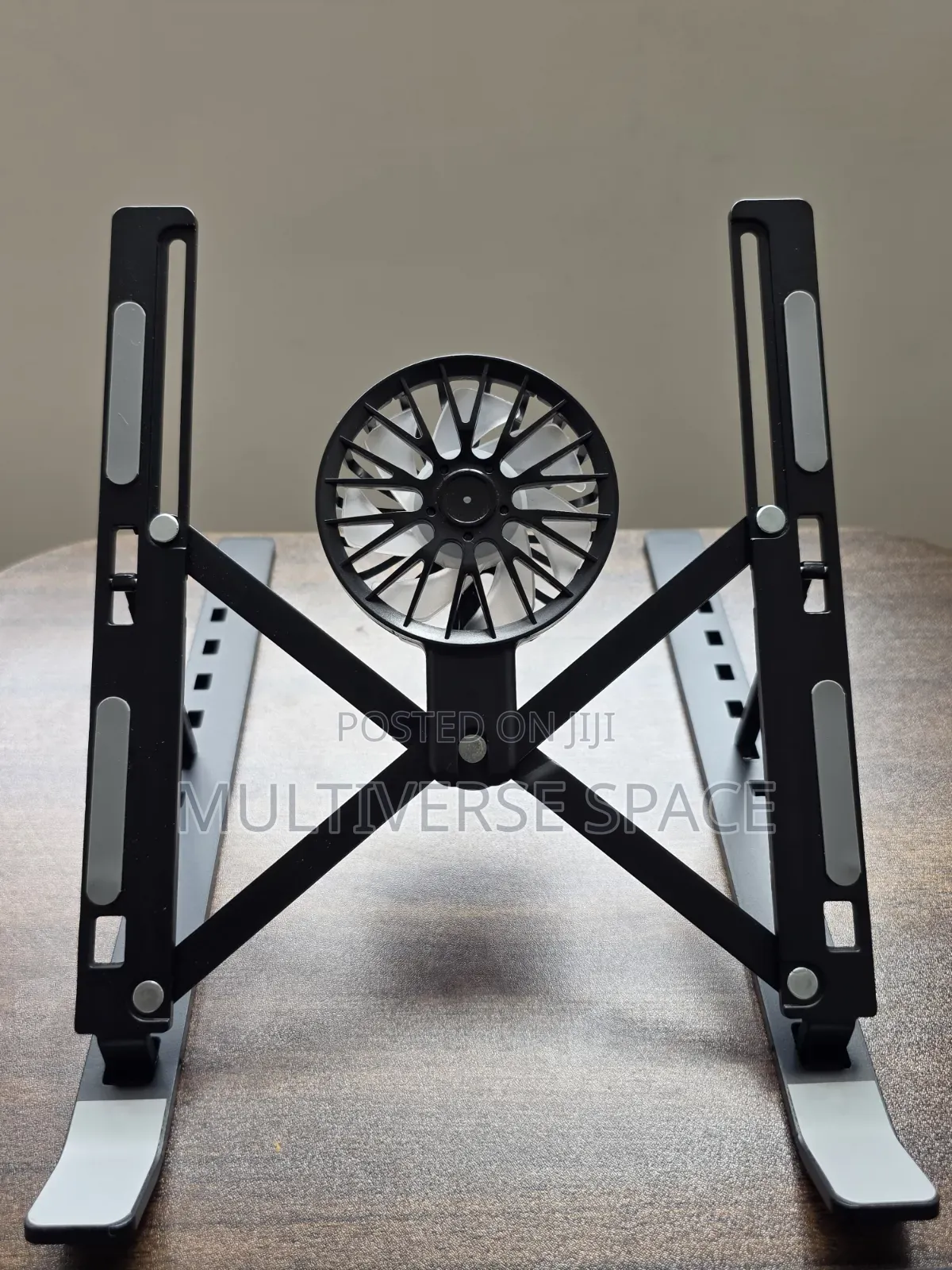 Portable Metalic Fan Cooling Laptop Stand Adjustable Height Holder