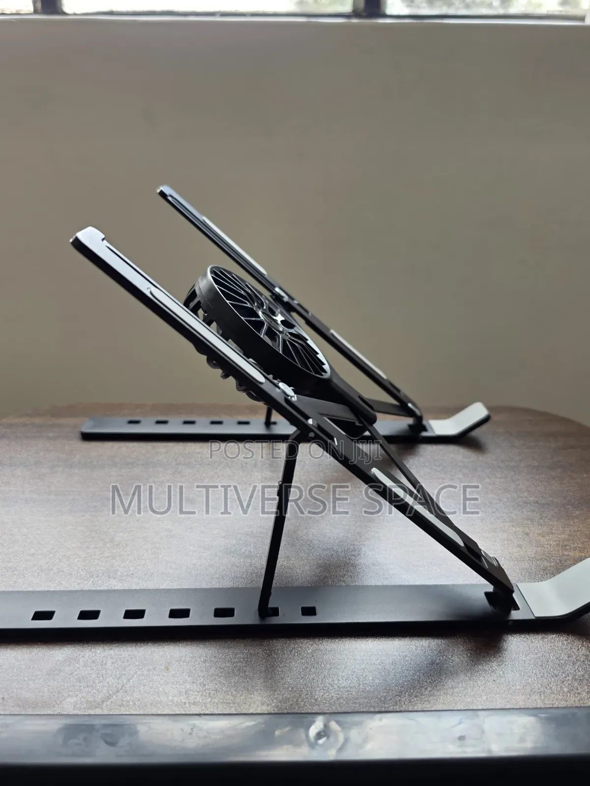 Portable Metalic Fan Cooling Laptop Stand Adjustable Height Holder