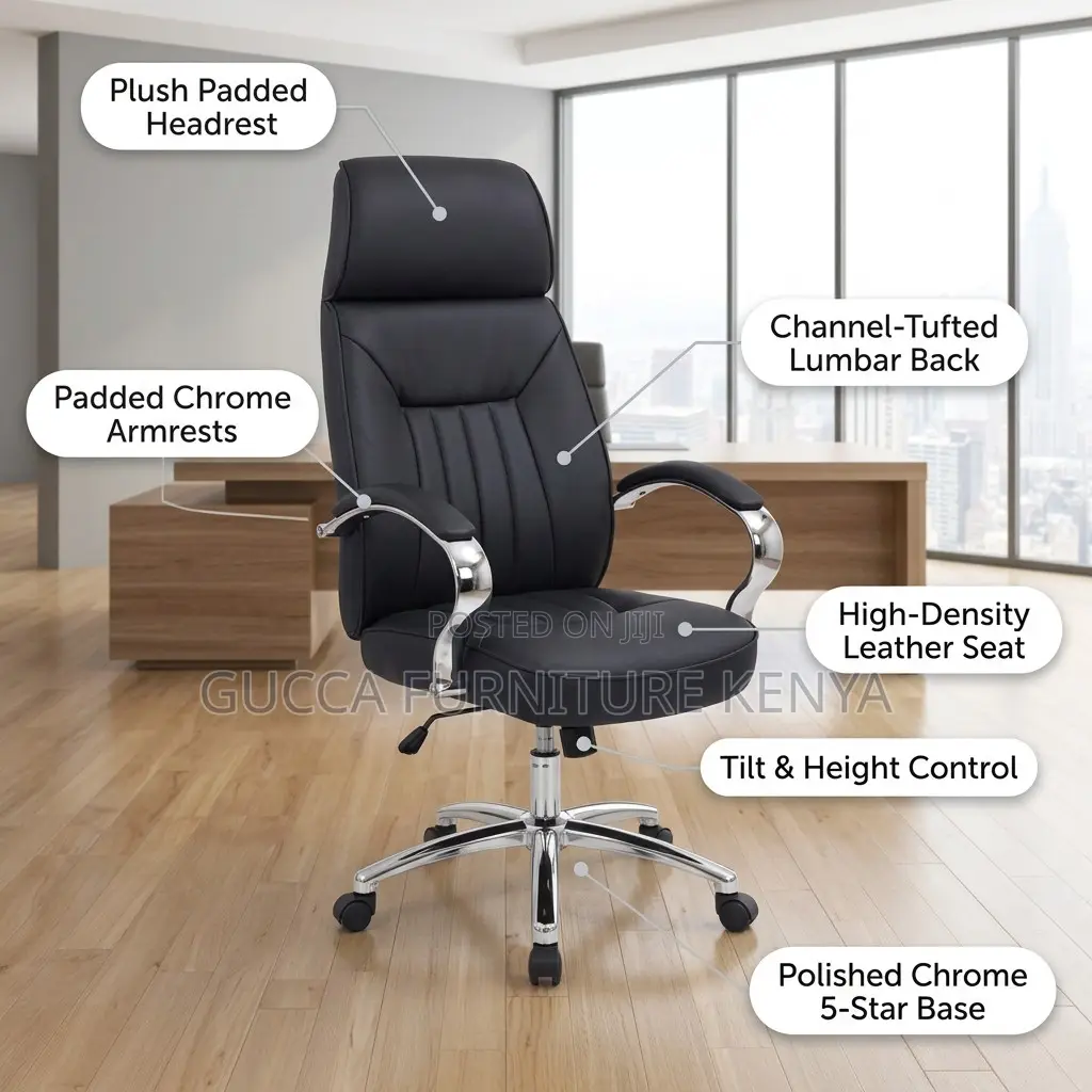 Black Swivel PU Leather CEO Chair