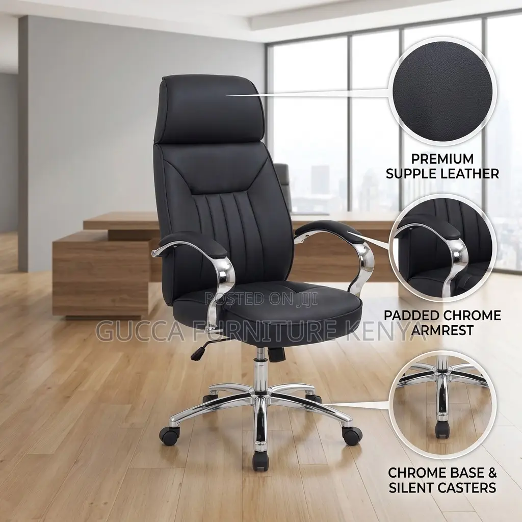 Black Swivel PU Leather CEO Chair