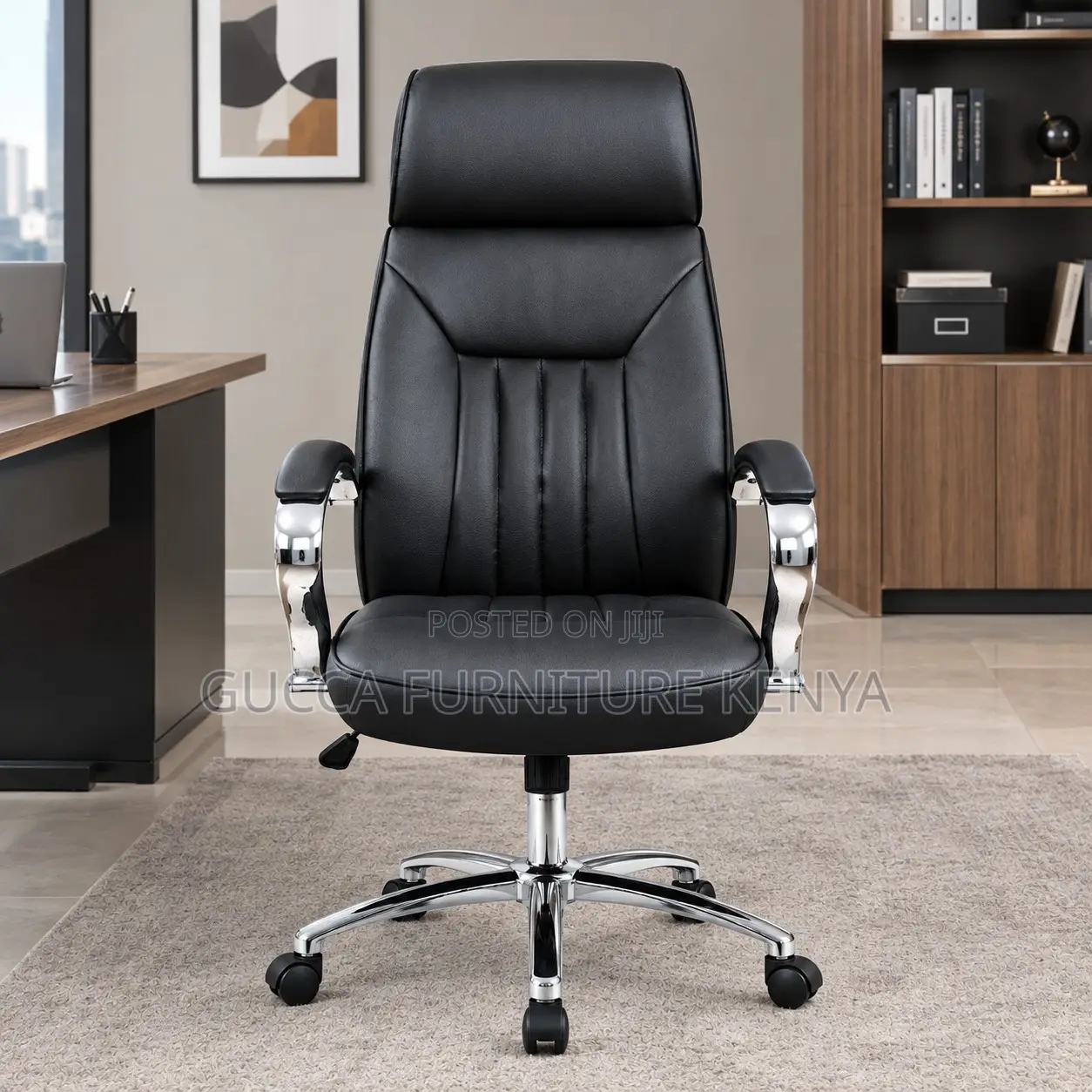 Black Swivel PU Leather CEO Chair