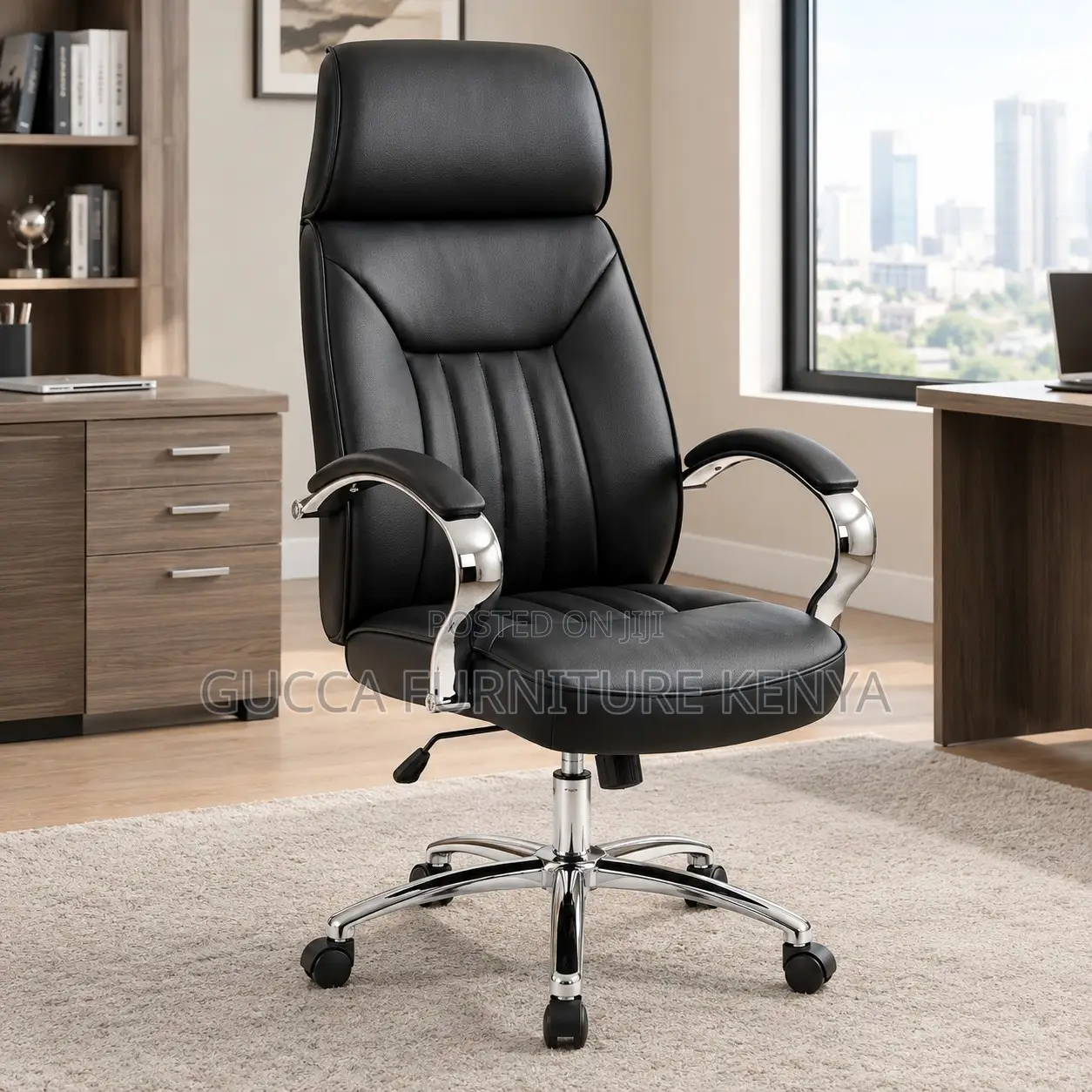 Black Swivel PU Leather CEO Chair