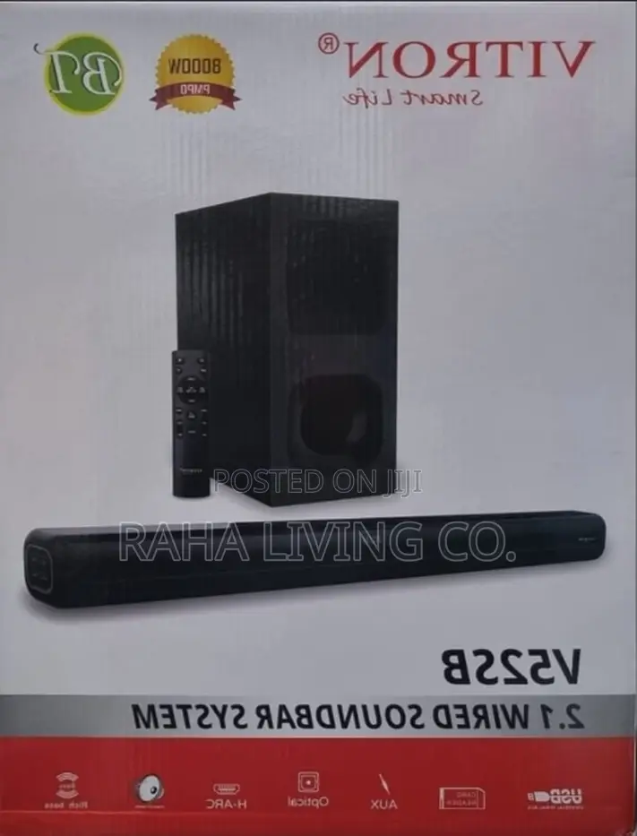 Vitron V52SB 2.1 Wired Soundbar System | 8000W PMPO | Subwoofer