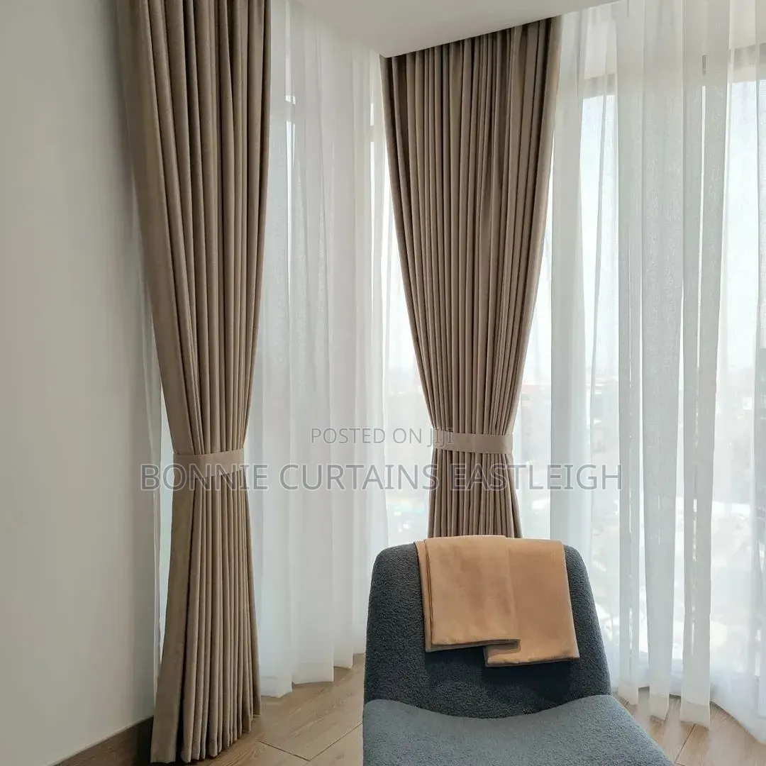 Light Blige and Orange Curtains for Bedrooms