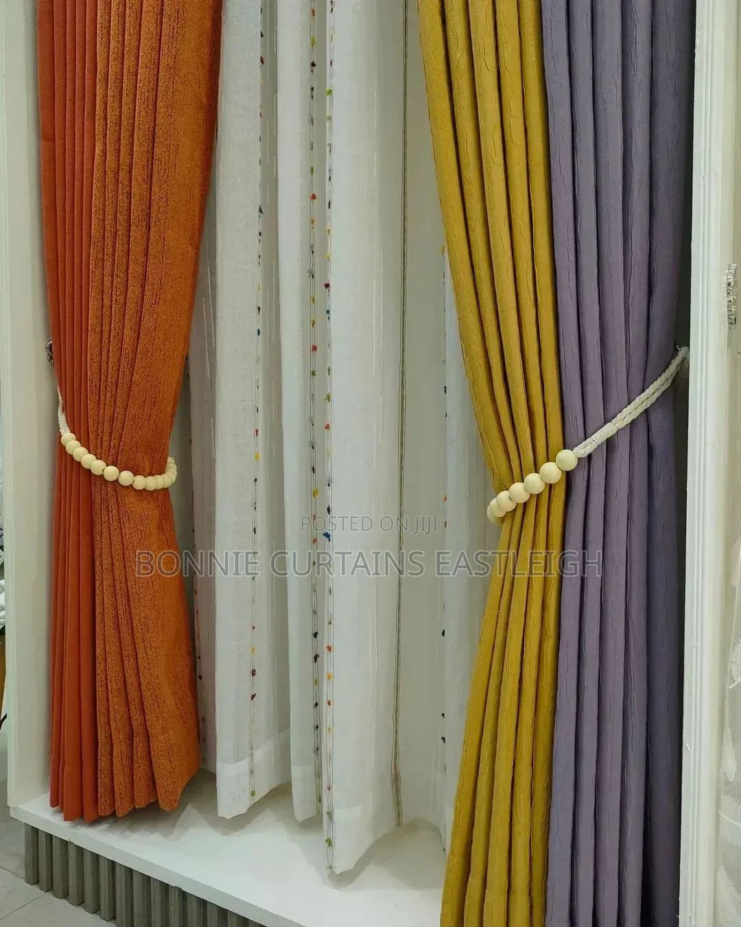 Light Blige and Orange Curtains for Bedrooms
