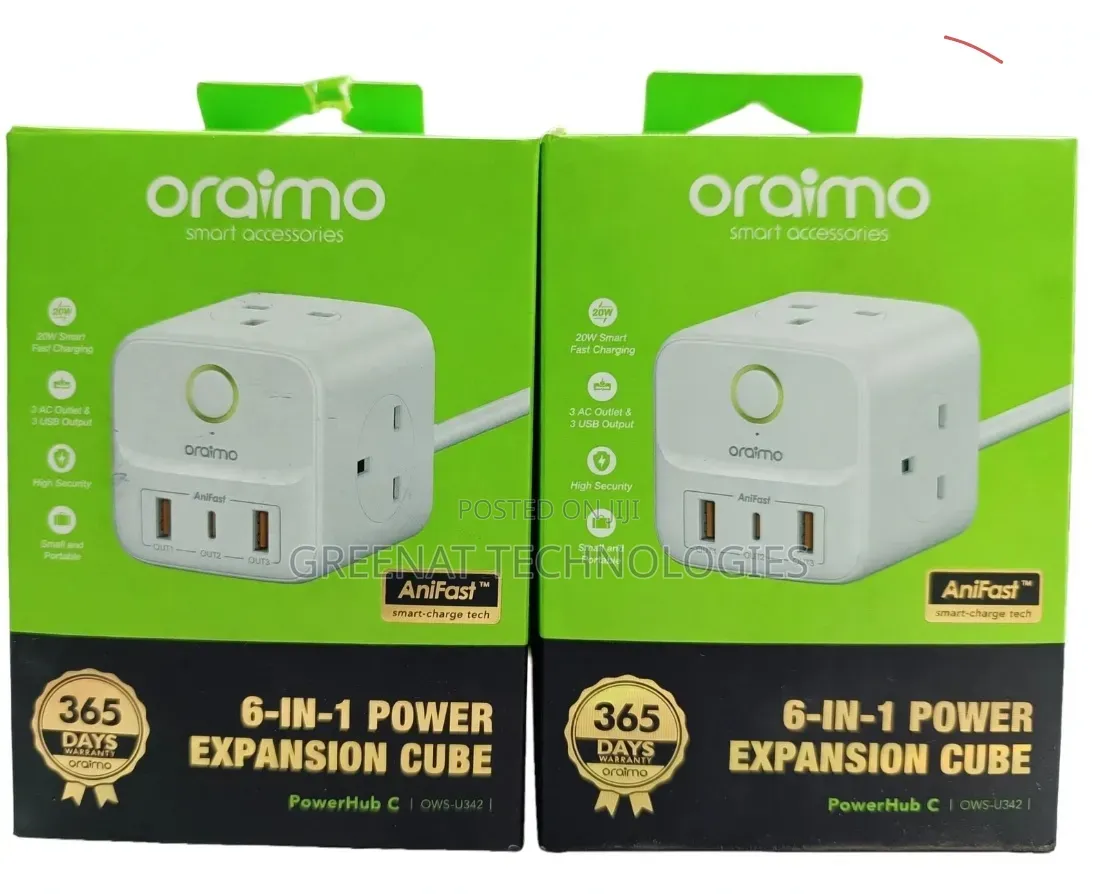 Oraimo PowerHub C 6-in-1 Power Expansion Cube 20W Fast Charging