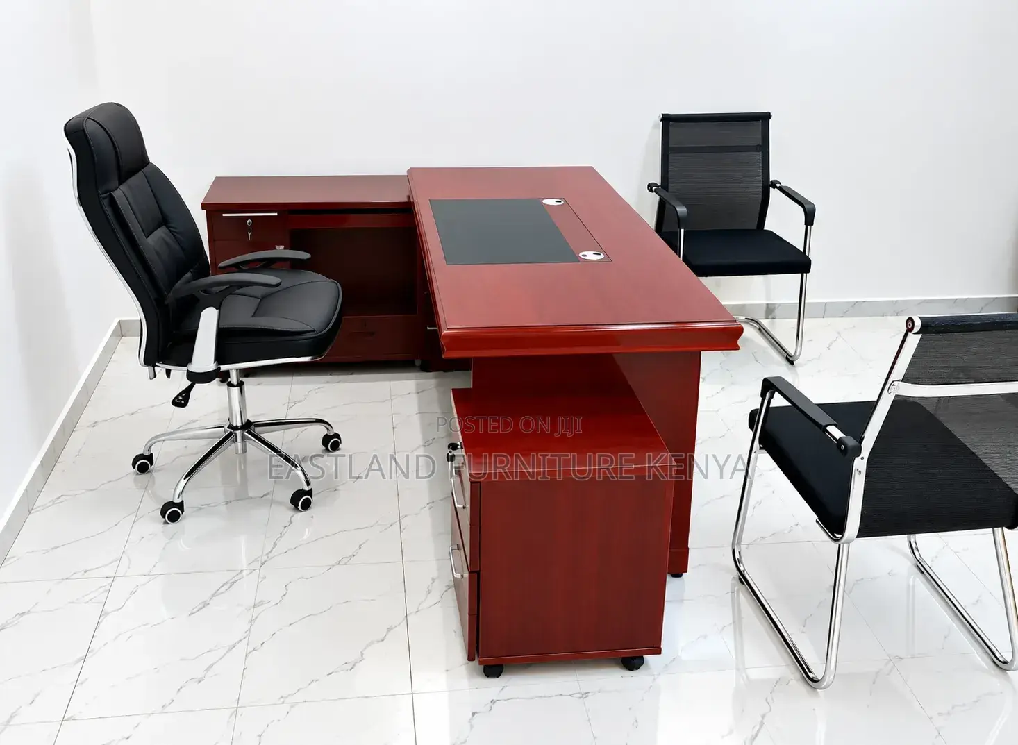 Executive Office Desk Set | Premium Wooden Managerial Desk Full Set