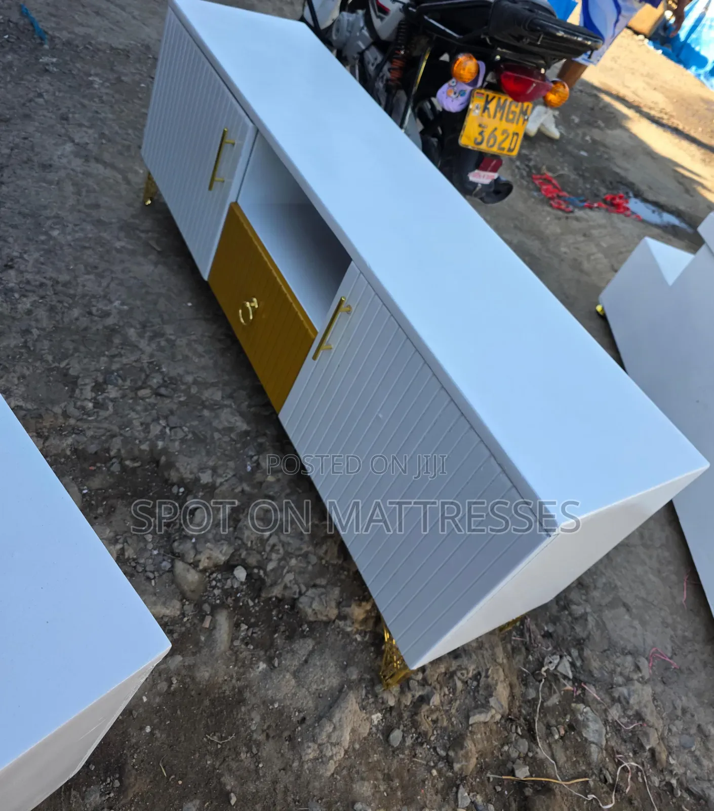 5ft TV Stand With Drawers and LED LIGHTS. Grey/White/Black. We Deliver