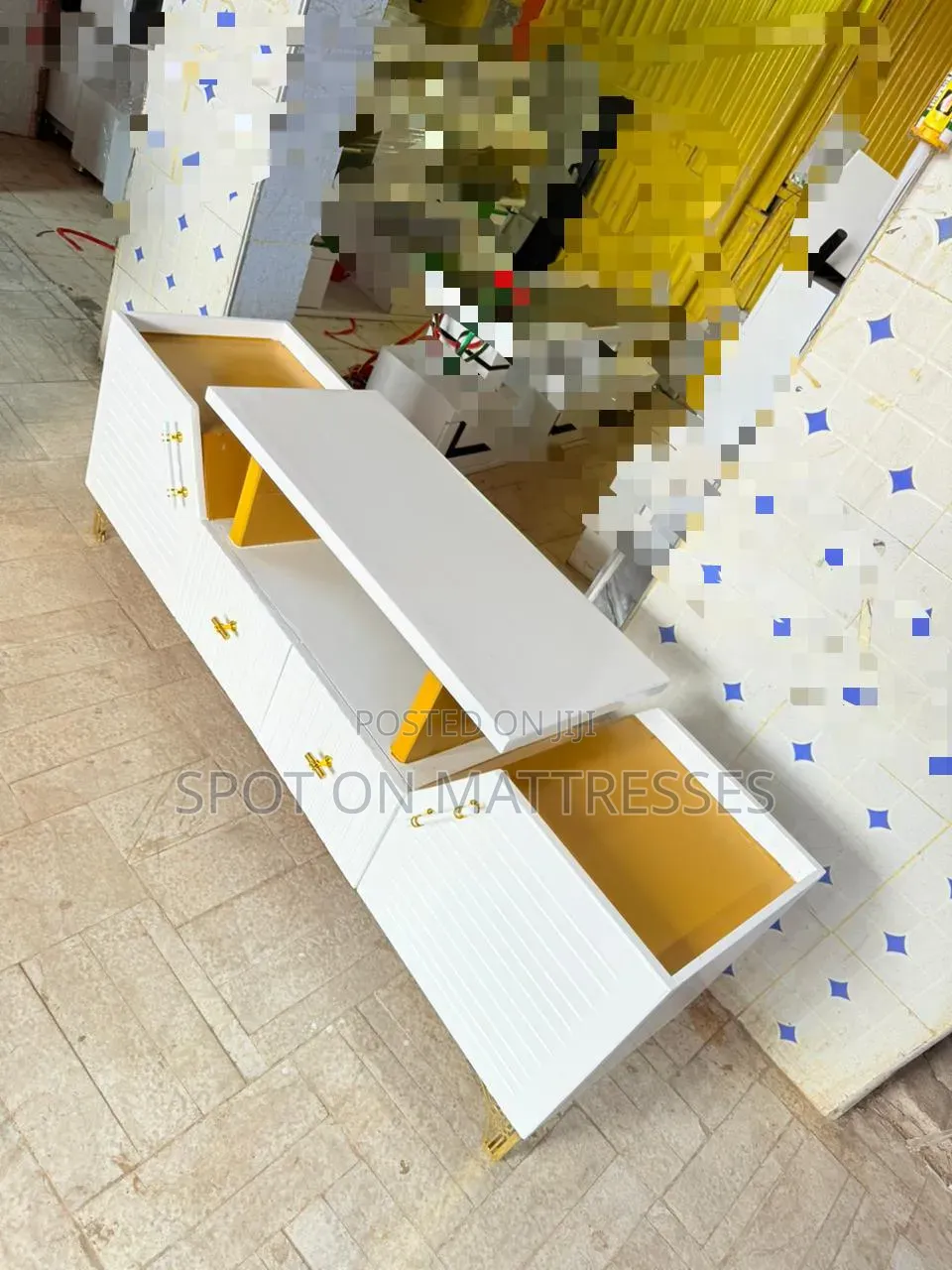 5ft TV Stand With Drawers and LED LIGHTS. Grey/White/Black. We Deliver