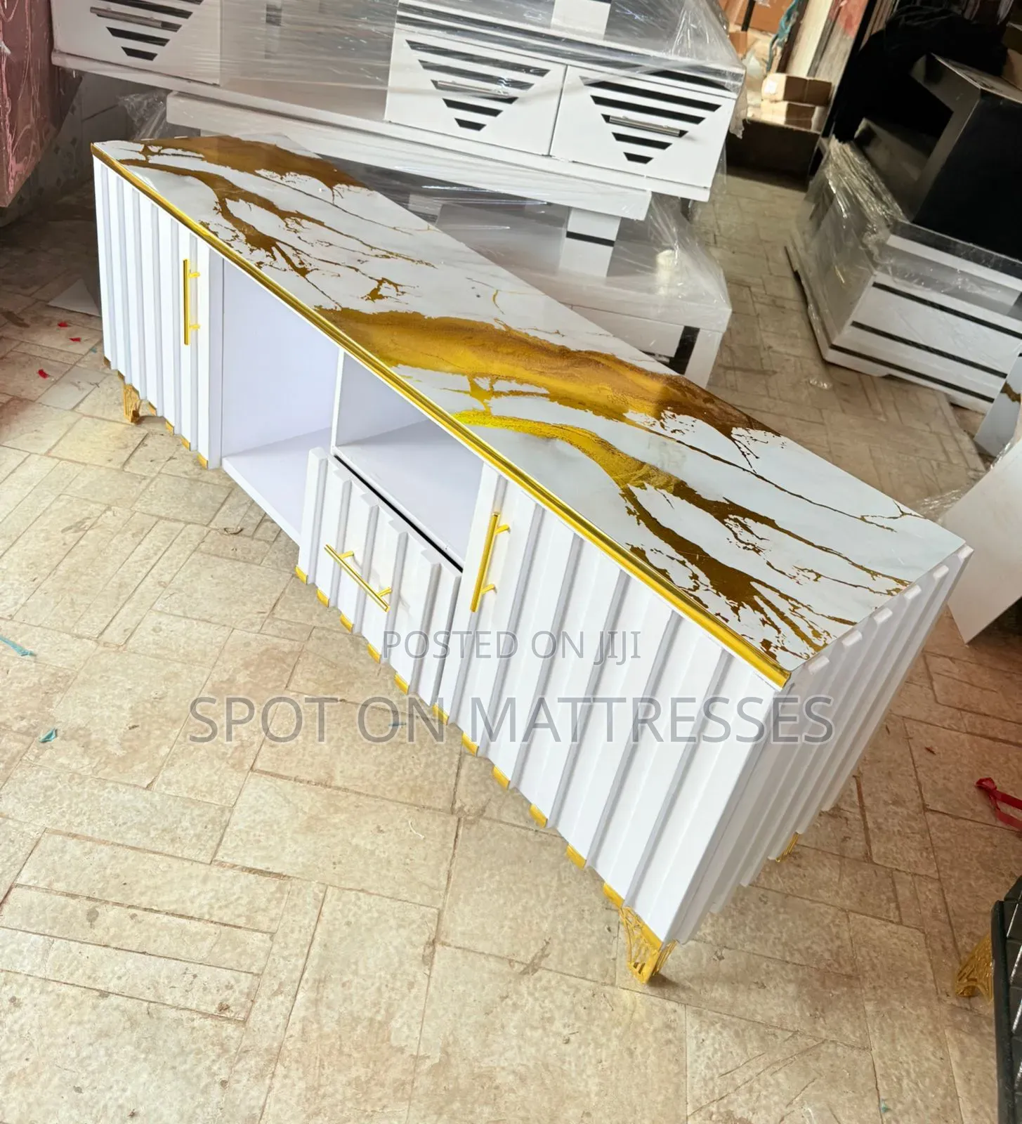 5ft and 6ft Modern TV Stands With LED Lights and Drawers. We Deliver!