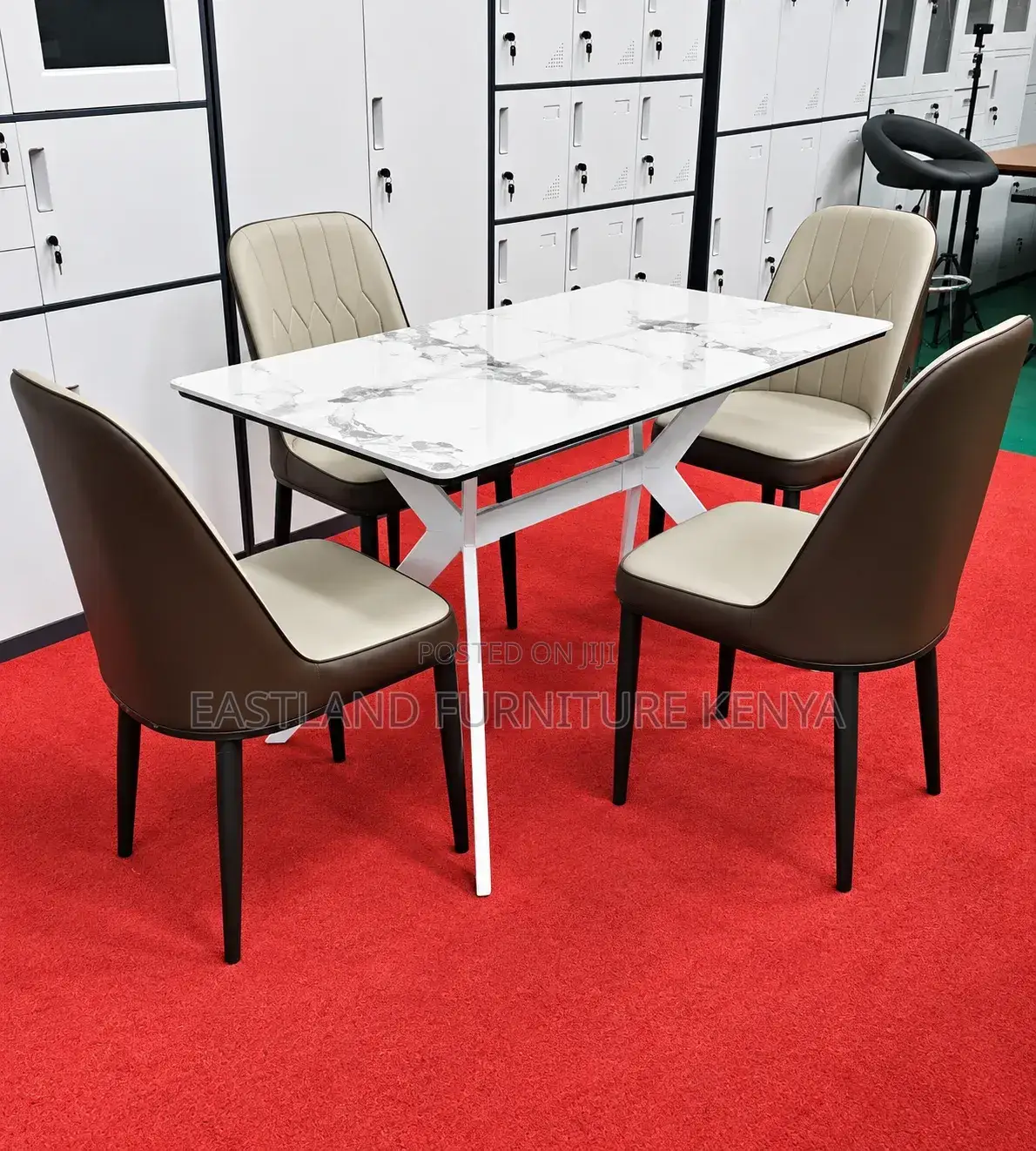 Modern 4-Seater Marble Dining Set | Elegant Dining Table & Chairs