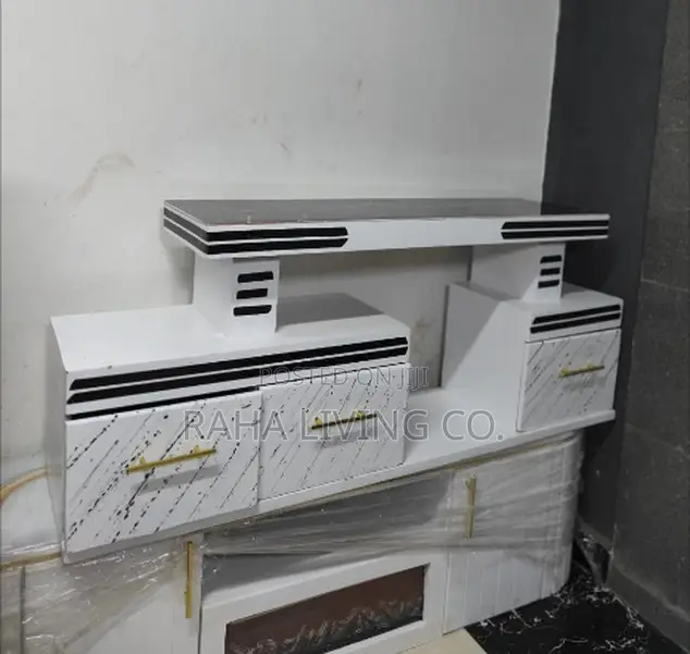 White Marble TV Stand With Drawers | LED Lights | Up to 50 Inch