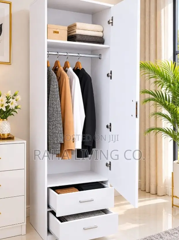 Modern Executive Wooden Wardrobe With Hanger Rail and Drawers