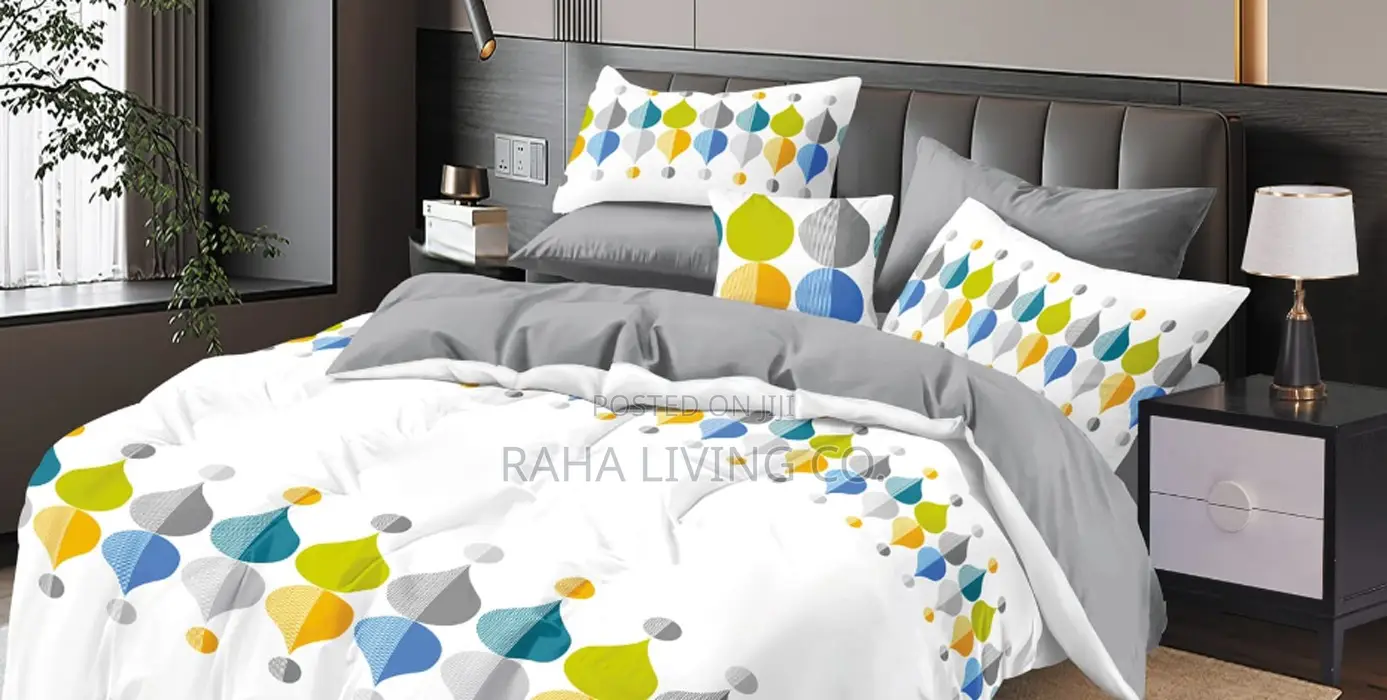 6pc Duvet Cover Set | 6x6 6x7 | 4 Pillowcases | Printed Cotton