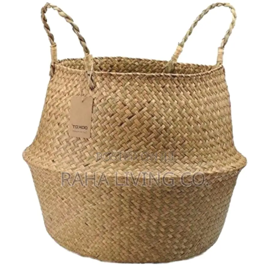 Seagrass Rattan Storage Basket | Handwoven | Plant Pot Cover