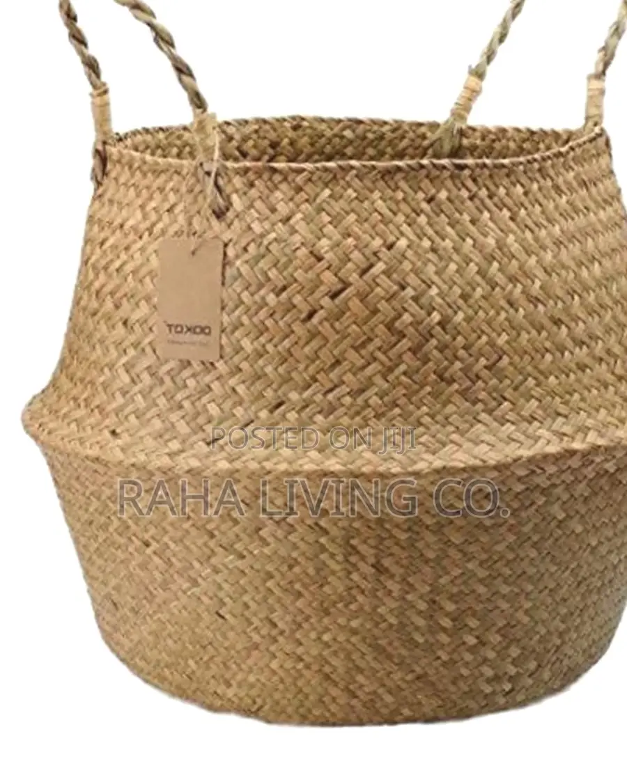 Seagrass Rattan Storage Basket | Handwoven | Plant Pot Cover