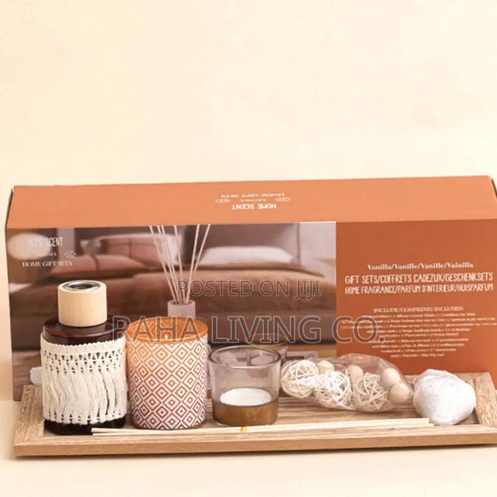 Aromatherapy Candle Gift Box Set | Reed Diffuser | Vanilla Scent